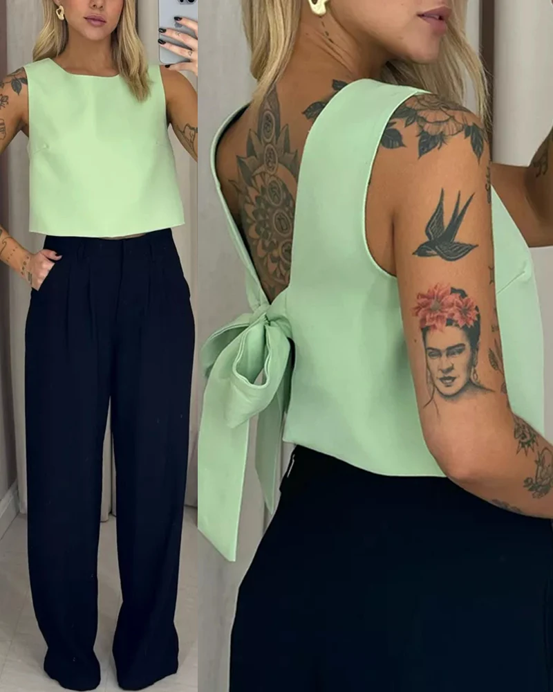 Women's Top Summer 2025 Back Tied Detail Backless Tank Casual Sleeveless Crop Top Street Fashion Style Sexy Backless Retro Top
Women's Top Summer 2025 Back Tied Detail Backless Tank Casual Sleeveless Crop Top Street Fashion Style Sexy Backless Retro Top