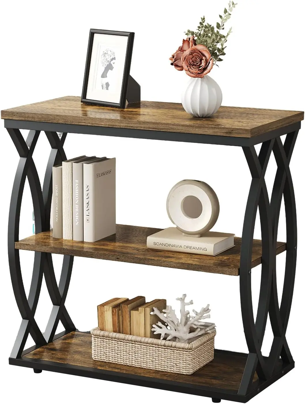 End Table, Narrow Side Table, 3-Tier End Table with Metal Frame, Living Room Side Table with Storage for Couch, Sofa, Bedroom
End Table, Narrow Side Table, 3-Tier End Table with Metal Frame, Living Room Side Table with Storage for Couch, Sofa, Bedroom