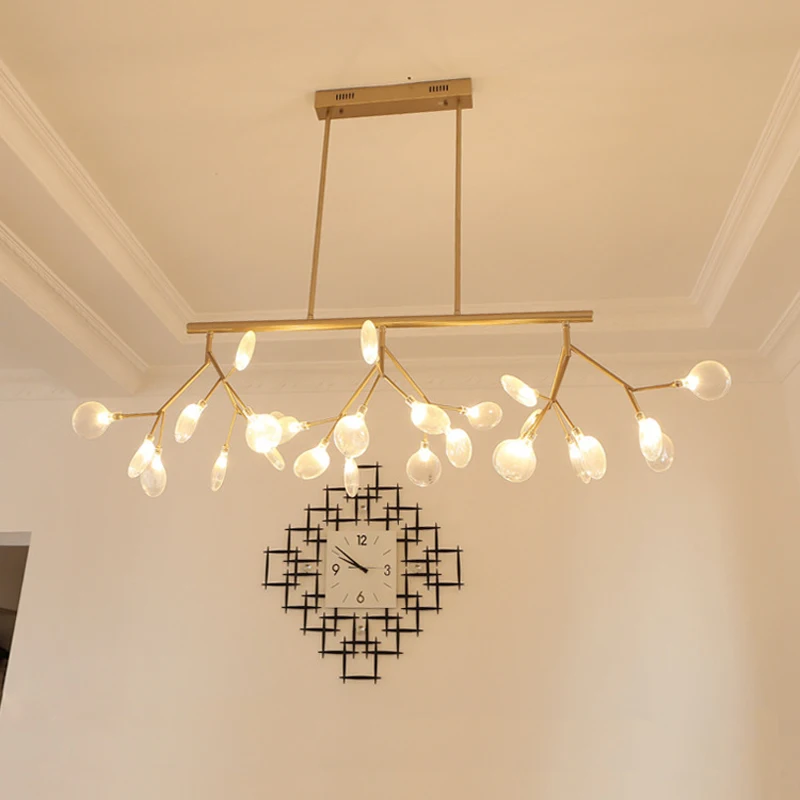 Nordic wrought iron restaurant black/gold chandelier simple modern light luxury lighting creative long living room glass lamp
Nordic wrought iron restaurant black/gold chandelier simple modern light luxury lighting creative long living room glass lamp