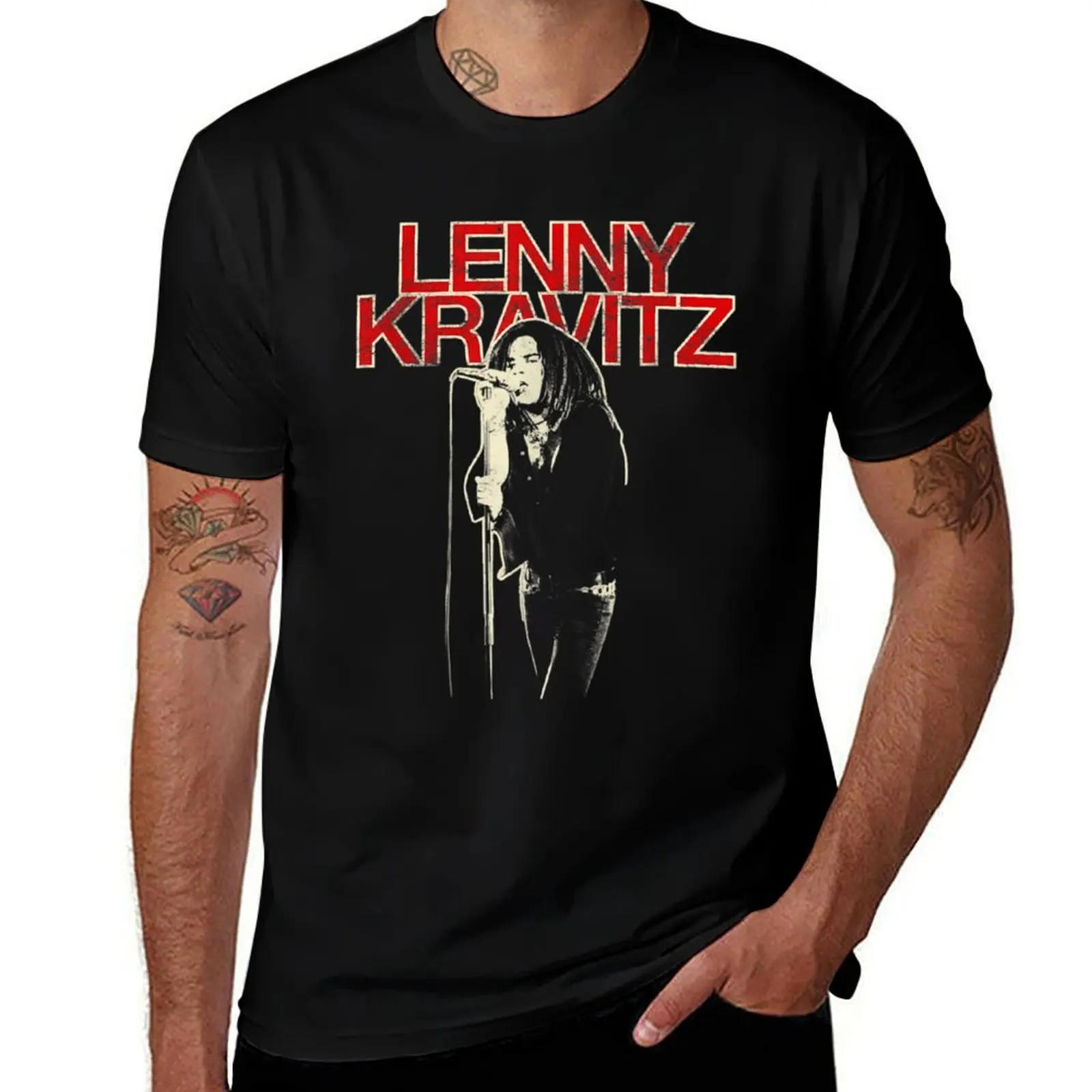 Lenny Kravitz Red Logo Mic Pose T-Shirt croswit shirt man new edition Luxury man black t-shirts for men
Lenny Kravitz Red Logo Mic Pose T-Shirt croswit shirt man new edition Luxury man black t-shirts for men