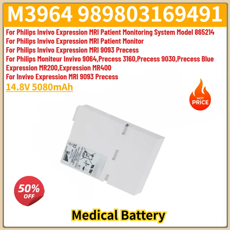 100% New High Quality 14.8V 5080mAh M3964 989803169491 Medical Battery for Philips Precess 3160, 9030,Expression MR200, MR400
100% New High Quality 14.8V 5080mAh M3964 989803169491 Medical Battery for Philips Precess 3160, 9030,Expression MR200, MR400