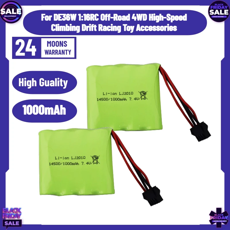 2pcs 7.4V 1000mAh 14500 SM Plug 2S Lipo Battery for DE36W 1:16RC Off-Road 4WD High-Speed Climbing Drift Racing Toy Accessories
2pcs 7.4V 1000mAh 14500 SM Plug 2S Lipo Battery for DE36W 1:16RC Off-Road 4WD High-Speed Climbing Drift Racing Toy Accessories