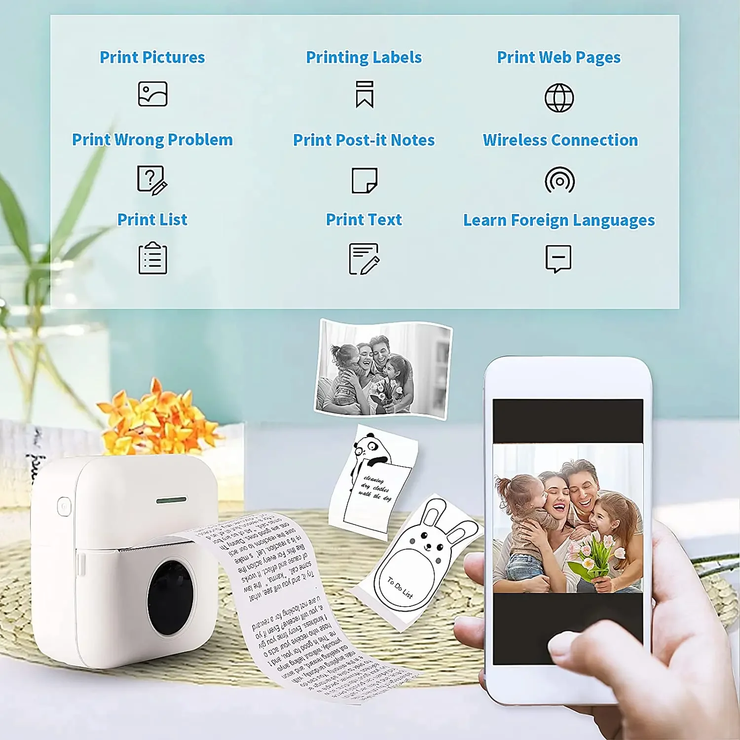 Mini student error pocket printer,photo, list,Bluetooth thermal printer,Portable Inkless Printer,fit Home、 at Office use
Mini student error pocket printer,photo, list,Bluetooth thermal printer,Portable Inkless Printer,fit Home、 at Office use