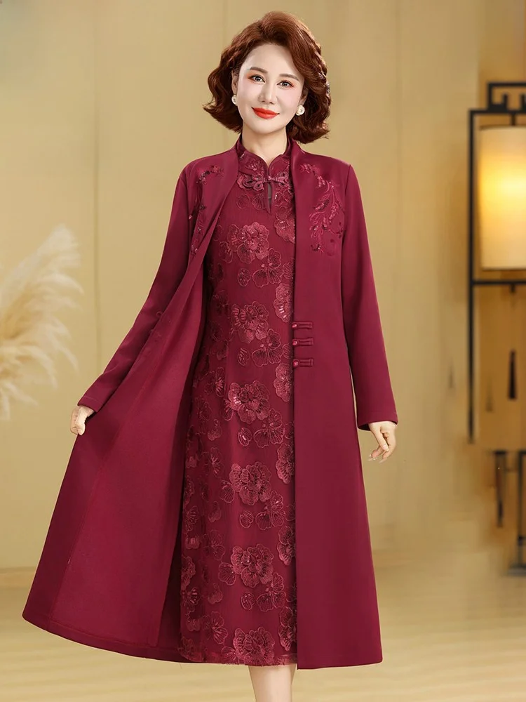 New Chinese Style Wedding Dress Thickened Fleece Winter Outfit for Middle-Aged And Elderly Women Wedding Banquet Clothes
New Chinese Style Wedding Dress Thickened Fleece Winter Outfit for Middle-Aged And Elderly Women Wedding Banquet Clothes