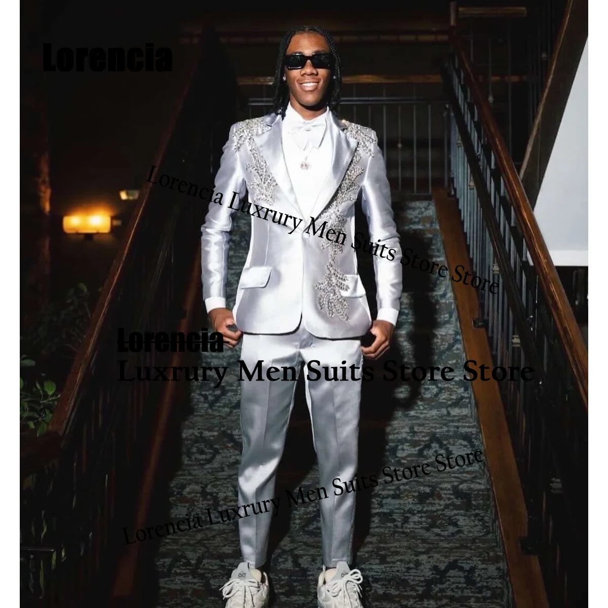 Customized Gorgeous Diamond Sequins Men Suit 2 Pieces Set Male Party Blazers Elegant Groom Wedding Tuxedos Slim Rhinestone Homme
Customized Gorgeous Diamond Sequins Men Suit 2 Pieces Set Male Party Blazers Elegant Groom Wedding Tuxedos Slim Rhinestone Homme