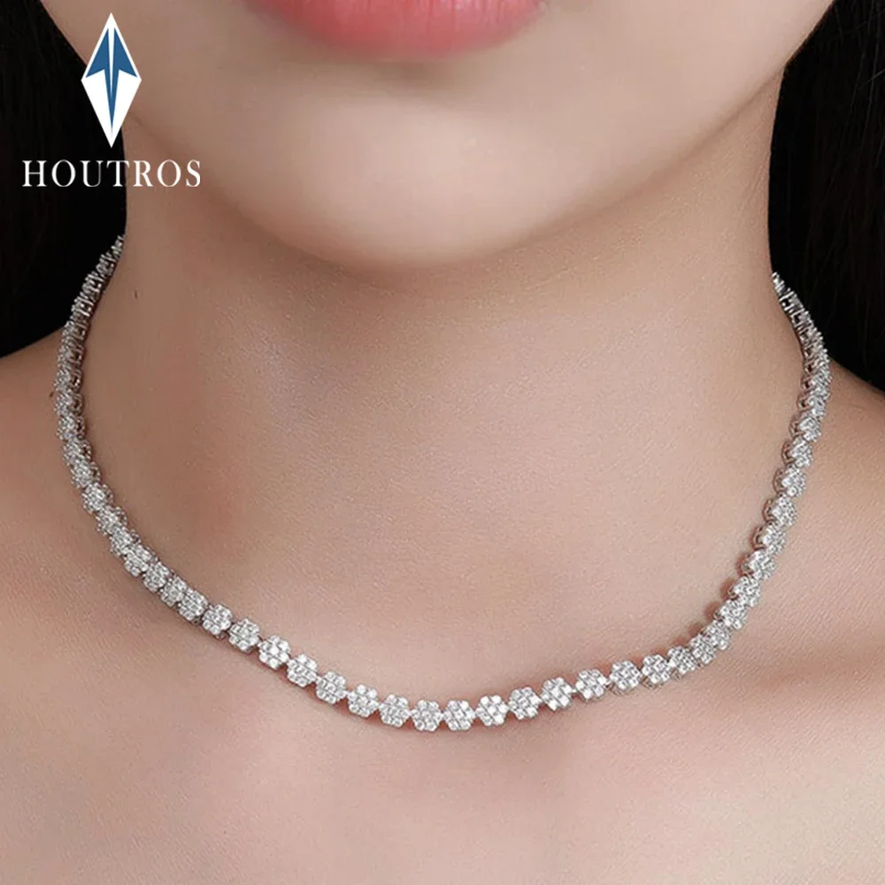 D Color Full Zircon/Moissanite Flower Cluster Tennis Necklace for Women 925 Sterling Silver Luxury Wedding Necklace Jewelry Gift
D Color Full Zircon/Moissanite Flower Cluster Tennis Necklace for Women 925 Sterling Silver Luxury Wedding Necklace Jewelry Gift