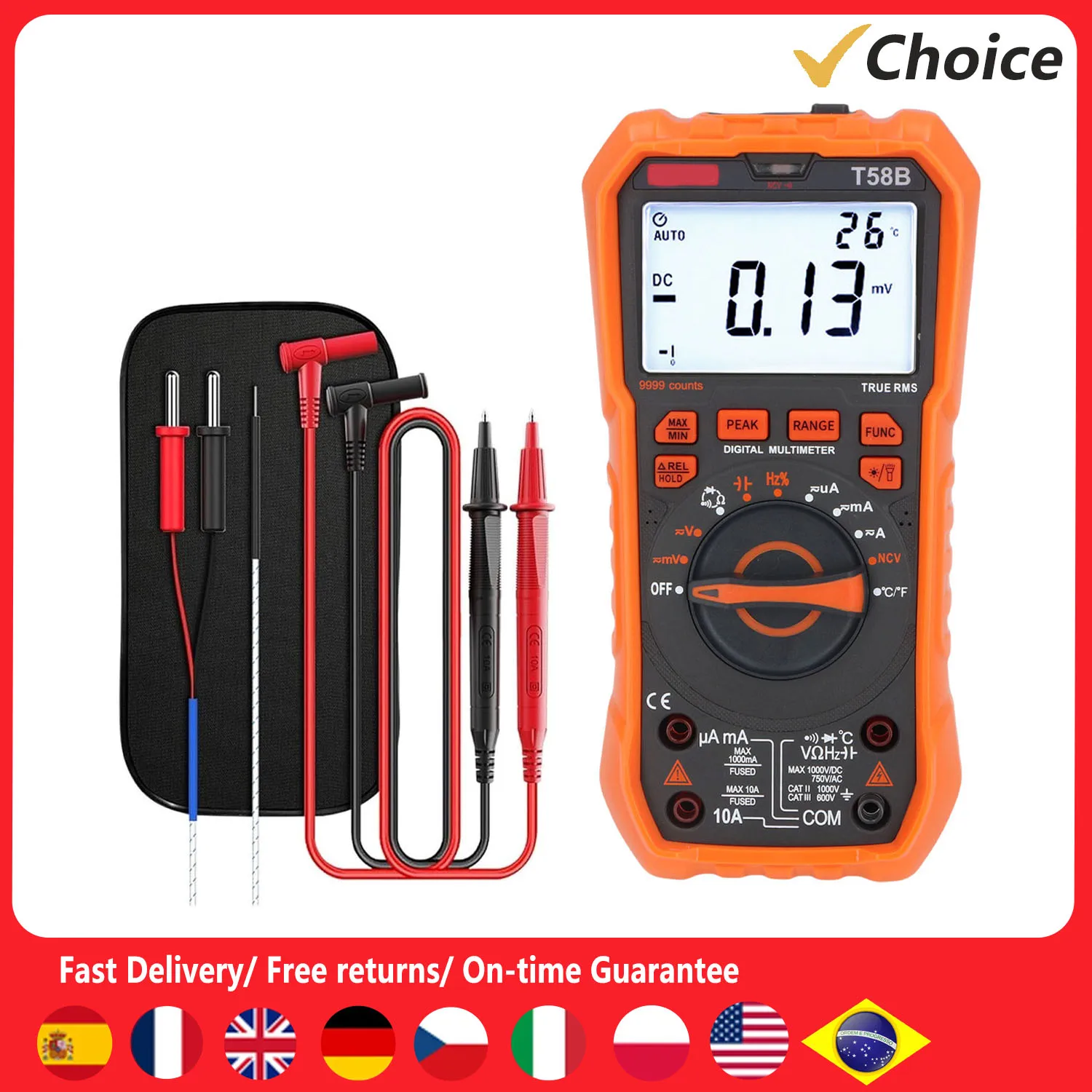 Digital Multimeter 9999 Counts Auto Range Backlit Screen Data Hold Voltage Current Meter for Repair Maintenance Voltage Meter
Digital Multimeter 9999 Counts Auto Range Backlit Screen Data Hold Voltage Current Meter for Repair Maintenance Voltage Meter