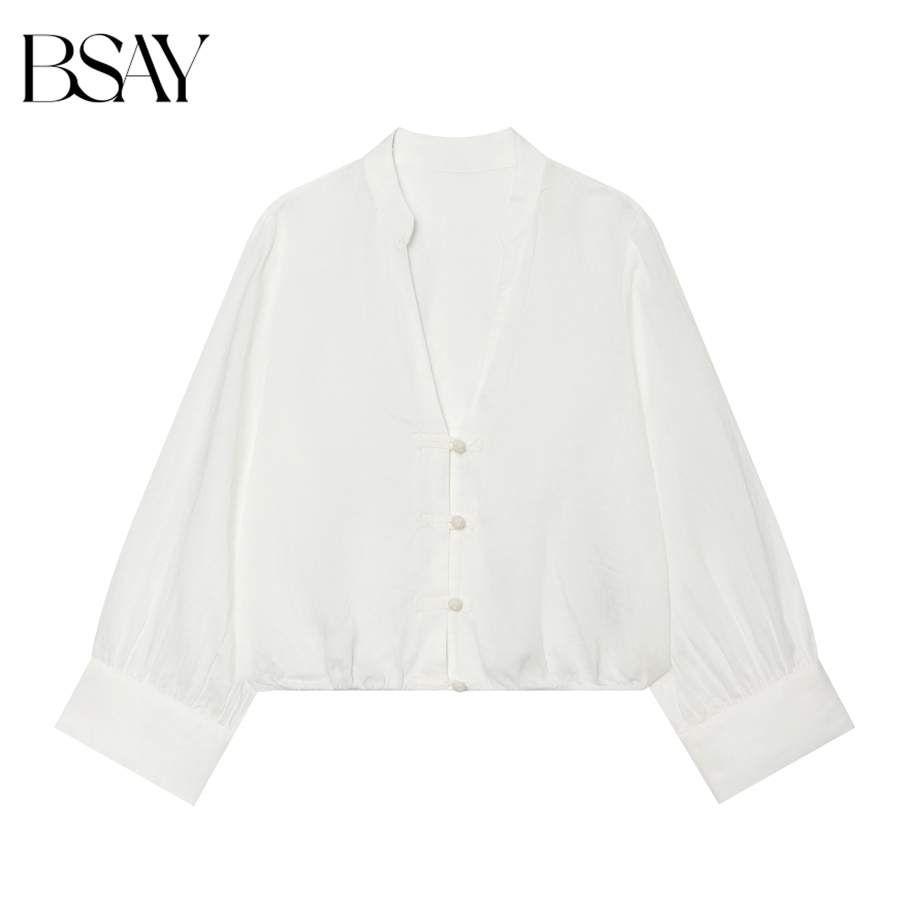 BSAY 2026 Summer Women's White Chinese Style Frog Button Blouse Stand Collar Long Sleeve Loose Casual Elegant Lightweight Top
BSAY 2026 Summer Women's White Chinese Style Frog Button Blouse Stand Collar Long Sleeve Loose Casual Elegant Lightweight Top