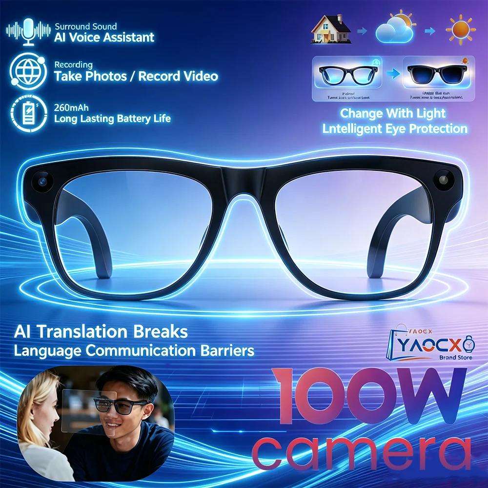 Men Women Smart Glasses 260mAh Battery AI Voice BT Call HD Video Recording Photo Recognition LED Flashlight New AI Upgrade
Men Women Smart Glasses 260mAh Battery AI Voice BT Call HD Video Recording Photo Recognition LED Flashlight New AI Upgrade