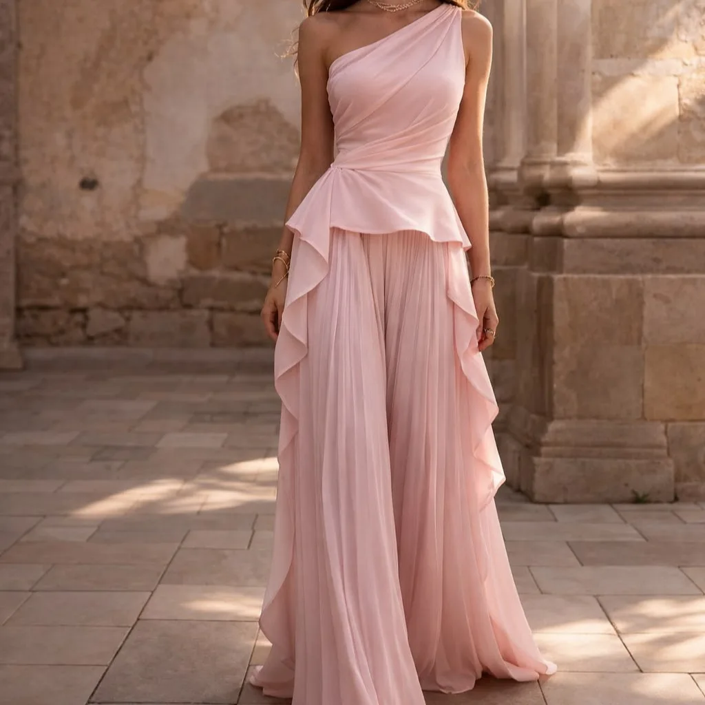2026 Pink Sleeveless Summer New One-Shoulder Loose Wide-Leg Pants
2026 Pink Sleeveless Summer New One-Shoulder Loose Wide-Leg Pants