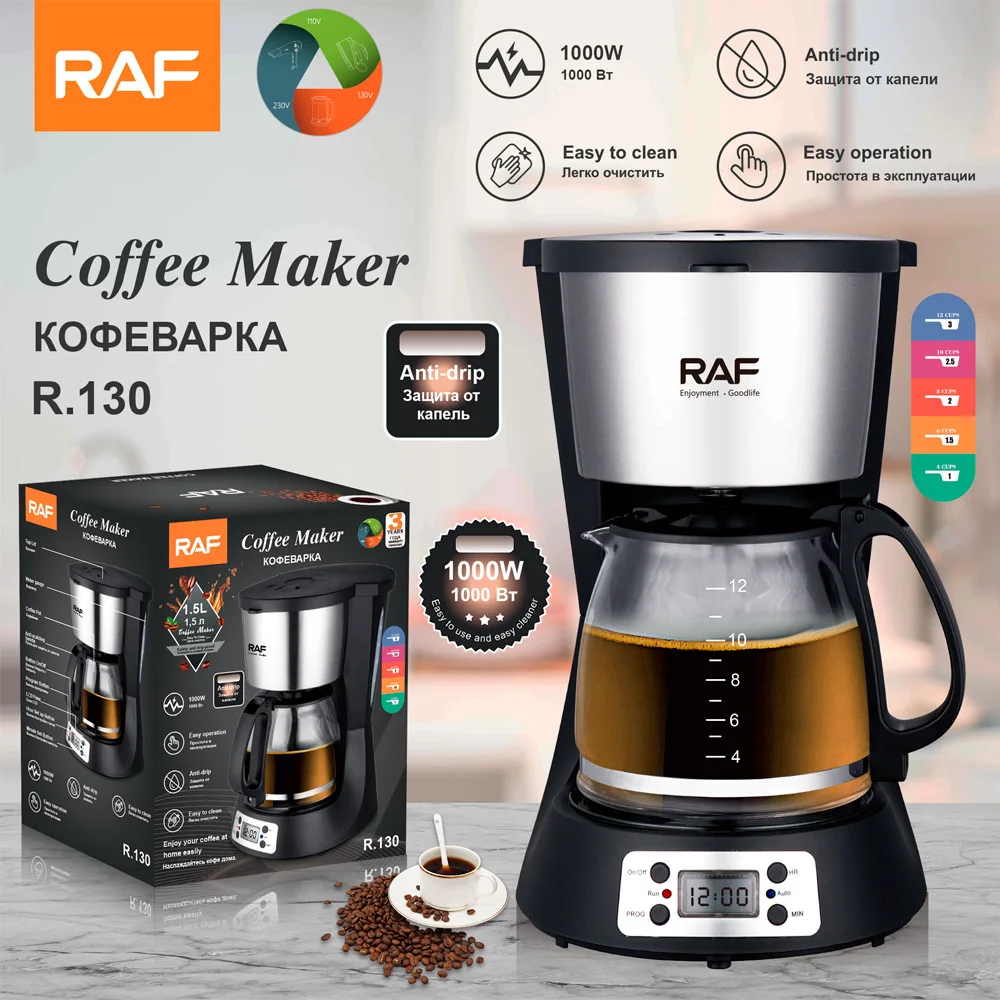 RAF drip coffee machine household automatic integrated small coffee machine European standard office bedroom mocha pot
RAF drip coffee machine household automatic integrated small coffee machine European standard office bedroom mocha pot