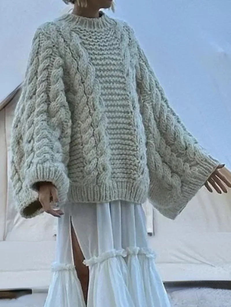 Autumn Winter Twist sweater pullovers 2024 korean Fashion Elegant O-Neck Horn Sleeve Knitted Loose Sweater Female Pullover Tops
Autumn Winter Twist sweater pullovers 2024 korean Fashion Elegant O-Neck Horn Sleeve Knitted Loose Sweater Female Pullover Tops