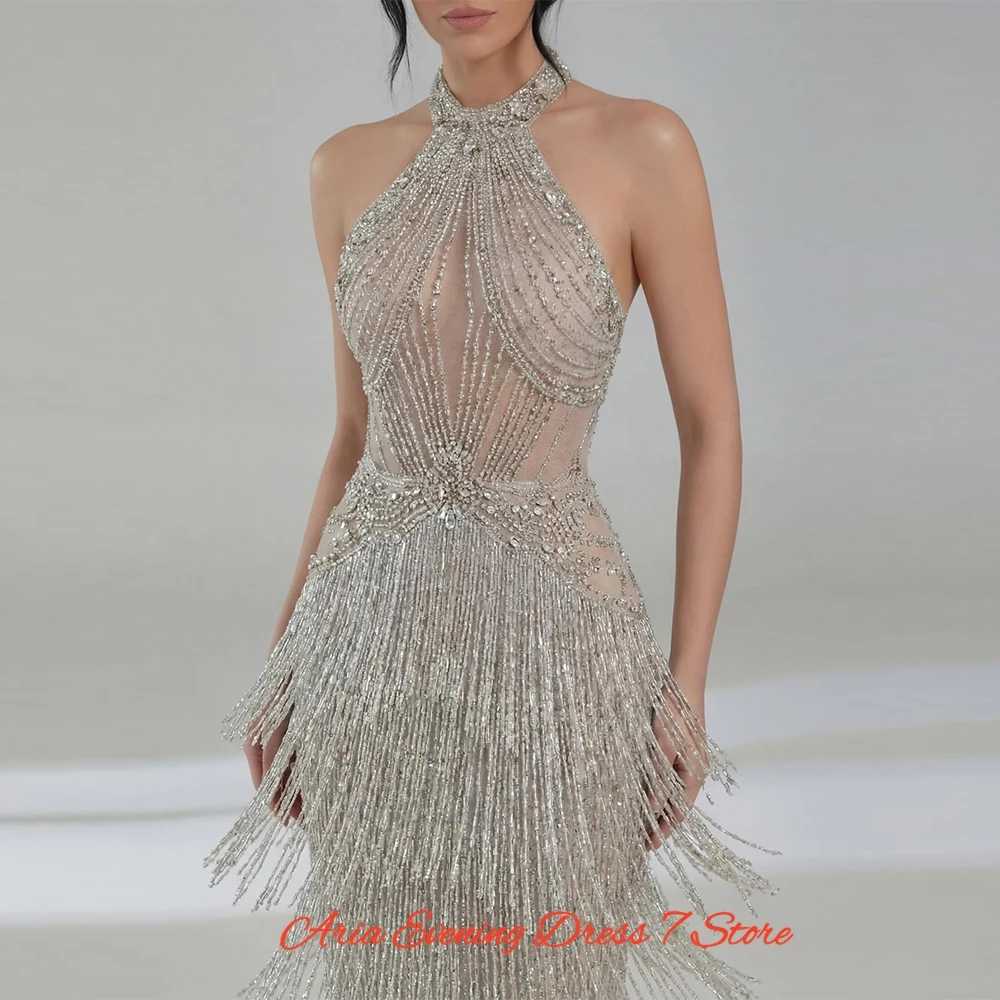 Fashion Tulle Halter Evening Dress Graceful Mermaid Prom Dresses Luxury Appliques Tassel Customized Special Occasion Gowns
Fashion Tulle Halter Evening Dress Graceful Mermaid Prom Dresses Luxury Appliques Tassel Customized Special Occasion Gowns