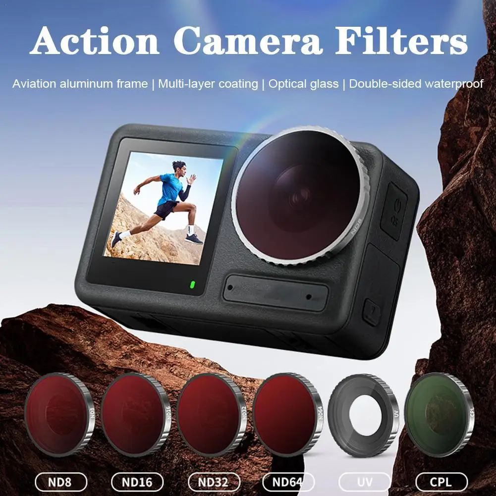 For DJI 5pro Lens Filter Action Camera UV CPL Polarizer Adjustable ND8 ND16 ND32 ND64 Dimmer Filter Set For Action5 Accessories
For DJI 5pro Lens Filter Action Camera UV CPL Polarizer Adjustable ND8 ND16 ND32 ND64 Dimmer Filter Set For Action5 Accessories