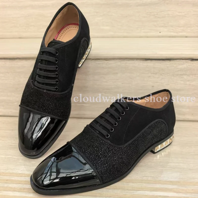 Luxury Men's Patchwork Leather Shoes Fashion Square Toe Patent Leather Splicing Suede Lace Up Leather Shoes Business Suit Shoes
Luxury Men's Patchwork Leather Shoes Fashion Square Toe Patent Leather Splicing Suede Lace Up Leather Shoes Business Suit Shoes