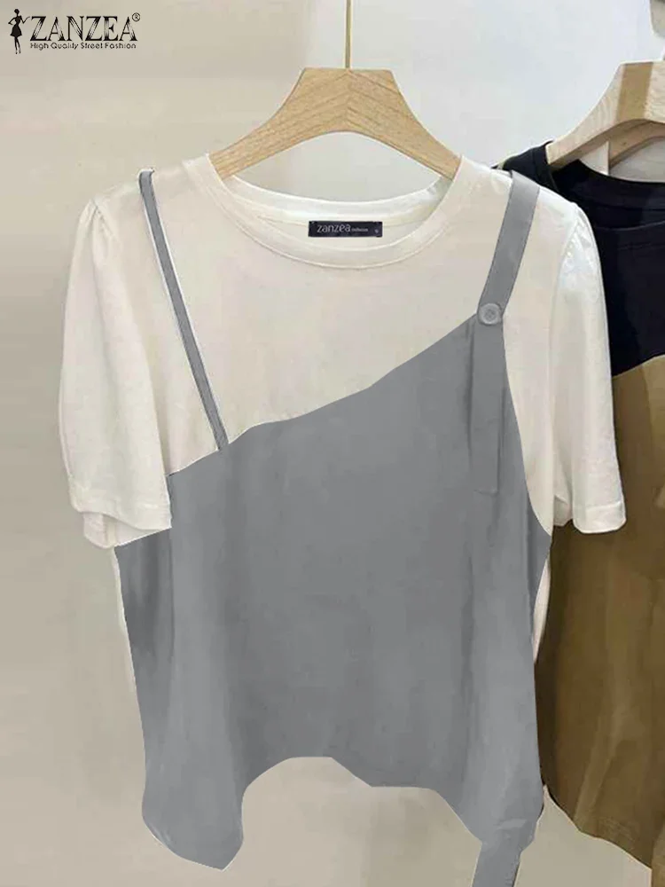 Vintage Blusas Women Patchwork Tops Summer Short Sleeve Blouse O Neck Tunics 2025 ZANZEA Casual Spliced Pullovers Fake 2pcs
Vintage Blusas Women Patchwork Tops Summer Short Sleeve Blouse O Neck Tunics 2025 ZANZEA Casual Spliced Pullovers Fake 2pcs