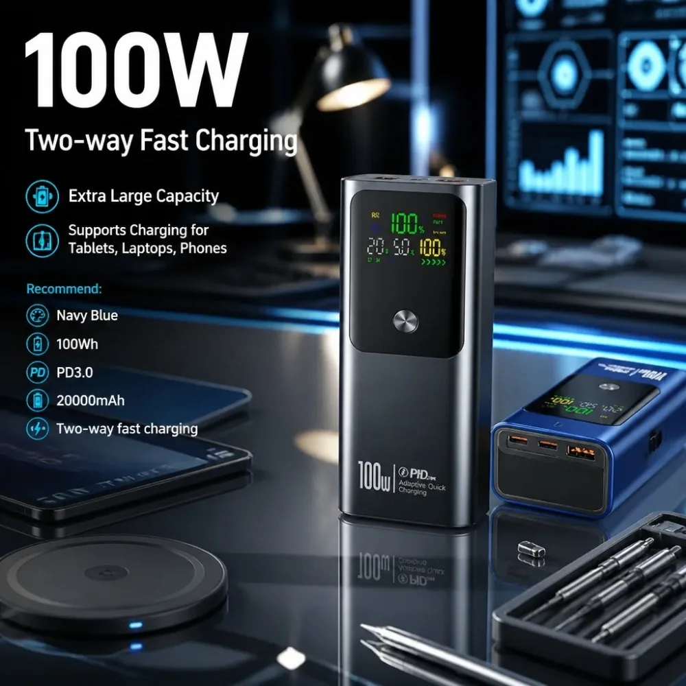 100W USB C Power Bank 20000mAh Laptop Fast Charger for Samsung S24 Ultra Xiaomi Huawei iPad Steam Deck Outdoor Battery
100W USB C Power Bank 20000mAh Laptop Fast Charger for Samsung S24 Ultra Xiaomi Huawei iPad Steam Deck Outdoor Battery