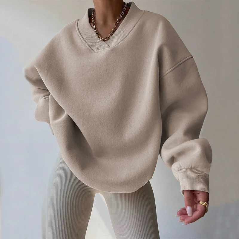 For Women Solid Color Loose Casual Minimalist Sweatshirt V-Neck Vintage Stylish Female Pullover Autumn New
For Women Solid Color Loose Casual Minimalist Sweatshirt V-Neck Vintage Stylish Female Pullover Autumn New