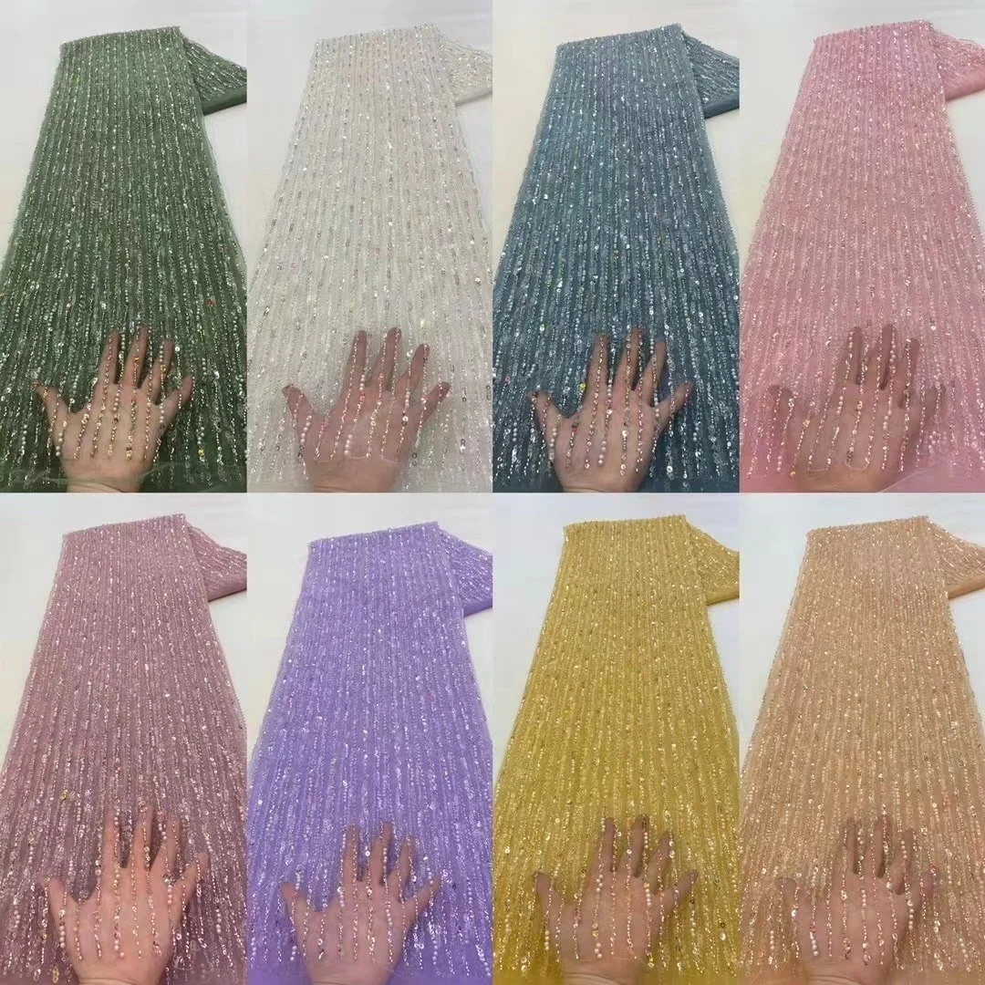 Luxurious Sequence Lace Fabrics Nigeria Mesh Beads Lace African Lace Fabric With Sequins 3D Beaded Material For Wedding Dresses
Luxurious Sequence Lace Fabrics Nigeria Mesh Beads Lace African Lace Fabric With Sequins 3D Beaded Material For Wedding Dresses