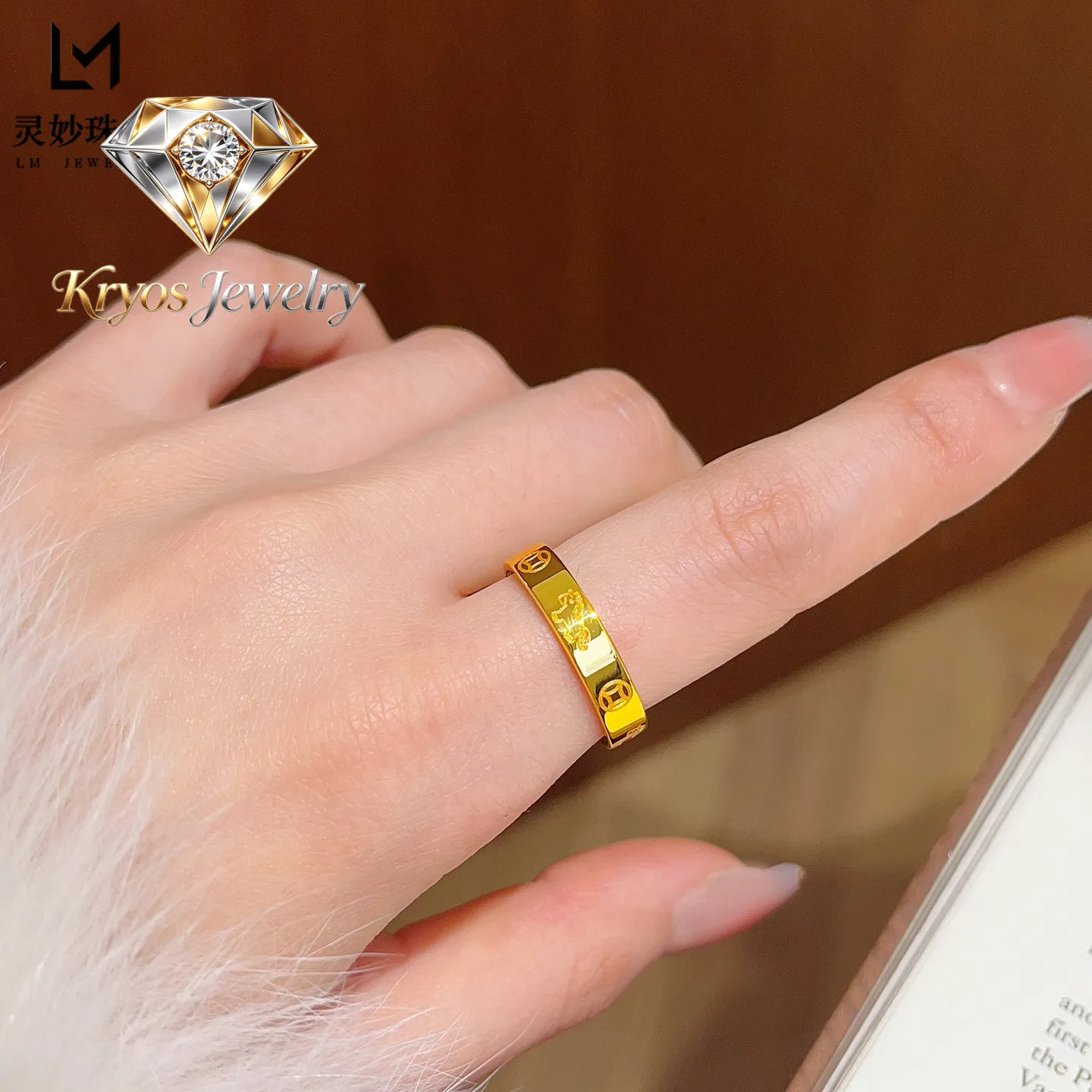 Kryos Jewelry Dignified Ring Women's 24K Gold AU999 - Exquisitely Crafted Copper Coin Band, Wealth Wish Noble Design, Elder Gift
Kryos Jewelry Dignified Ring Women's 24K Gold AU999 - Exquisitely Crafted Copper Coin Band, Wealth Wish Noble Design, Elder Gift