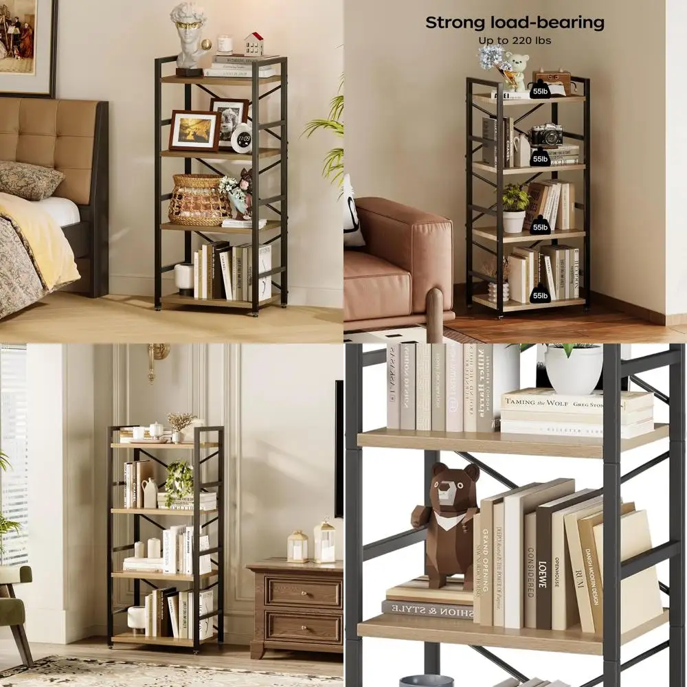 Compact 4-Tier Metal Bookshelf for Kids, Living Room, Bedroom, and Home Office - Light Coffee
Compact 4-Tier Metal Bookshelf for Kids, Living Room, Bedroom, and Home Office - Light Coffee