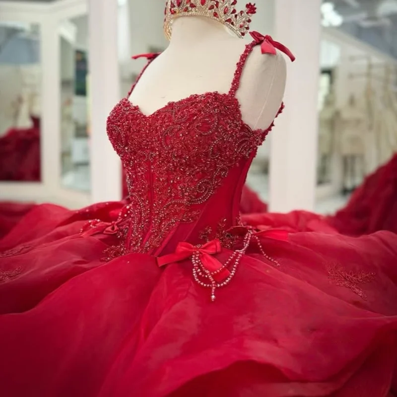 Customized Red Quinceanera Dresses Off the Shoulder sequin applique layering ruffle crystal Long tail Vestido De 15 Quinceanera
Customized Red Quinceanera Dresses Off the Shoulder sequin applique layering ruffle crystal Long tail Vestido De 15 Quinceanera