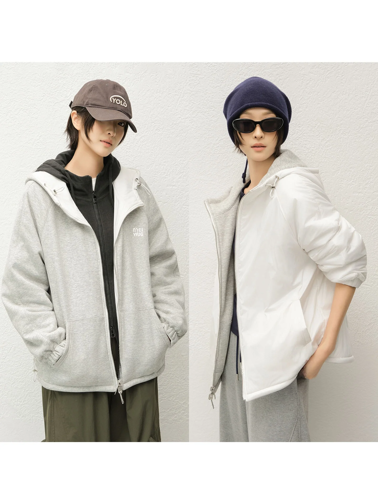 MeiYang Удобная хлопковая куртка пяти размеров, двусторонняя шапка, пальто, одна для двух, внутренняя часть из полиэфирного волокна, длинная молния
MeiYang Удобная хлопковая куртка пяти размеров, двусторонняя шапка, пальто, одна для двух, внутренняя часть из полиэфирного волокна, длинная молния