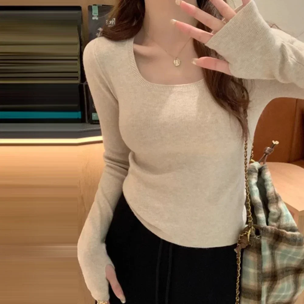 Women O Neck Long Sleeve Short Pullover Woman Vintage Slim Stretch Sweater T Shirts Clothes Girl Black White Screw Thread Tops
Women O Neck Long Sleeve Short Pullover Woman Vintage Slim Stretch Sweater T Shirts Clothes Girl Black White Screw Thread Tops