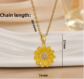 Petite and Fresh Colored Flower Pendant Necklace for Women, Light Luxury High-End Accessory, Versatile Titanium Steel Necklace
Petite and Fresh Colored Flower Pendant Necklace for Women, Light Luxury High-End Accessory, Versatile Titanium Steel Necklace