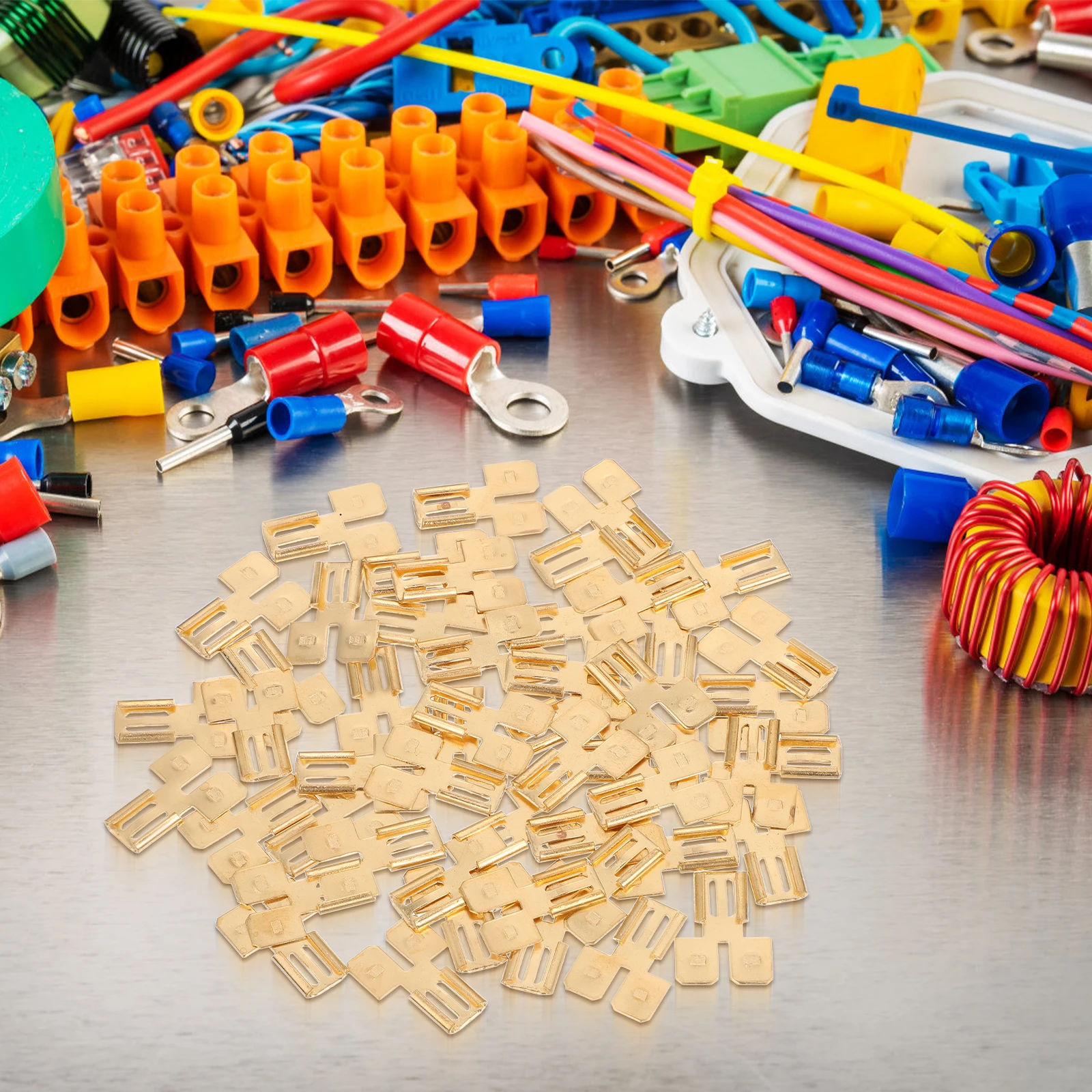 50 Pcs Quick Disconnect Terminals Double Back Spade Brass Electrical Wire Connectors Cable Terminals Kit Wiring Solutions
50 Pcs Quick Disconnect Terminals Double Back Spade Brass Electrical Wire Connectors Cable Terminals Kit Wiring Solutions