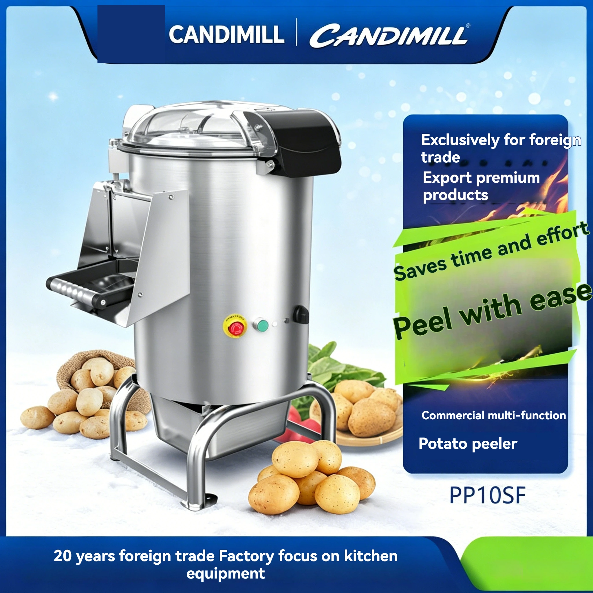 Model PPST Fully Automatic Stainless Steel Commercial Potato Peeler Machine Integrated Washing & Skin Removing Equipment
Model PPST Fully Automatic Stainless Steel Commercial Potato Peeler Machine Integrated Washing & Skin Removing Equipment