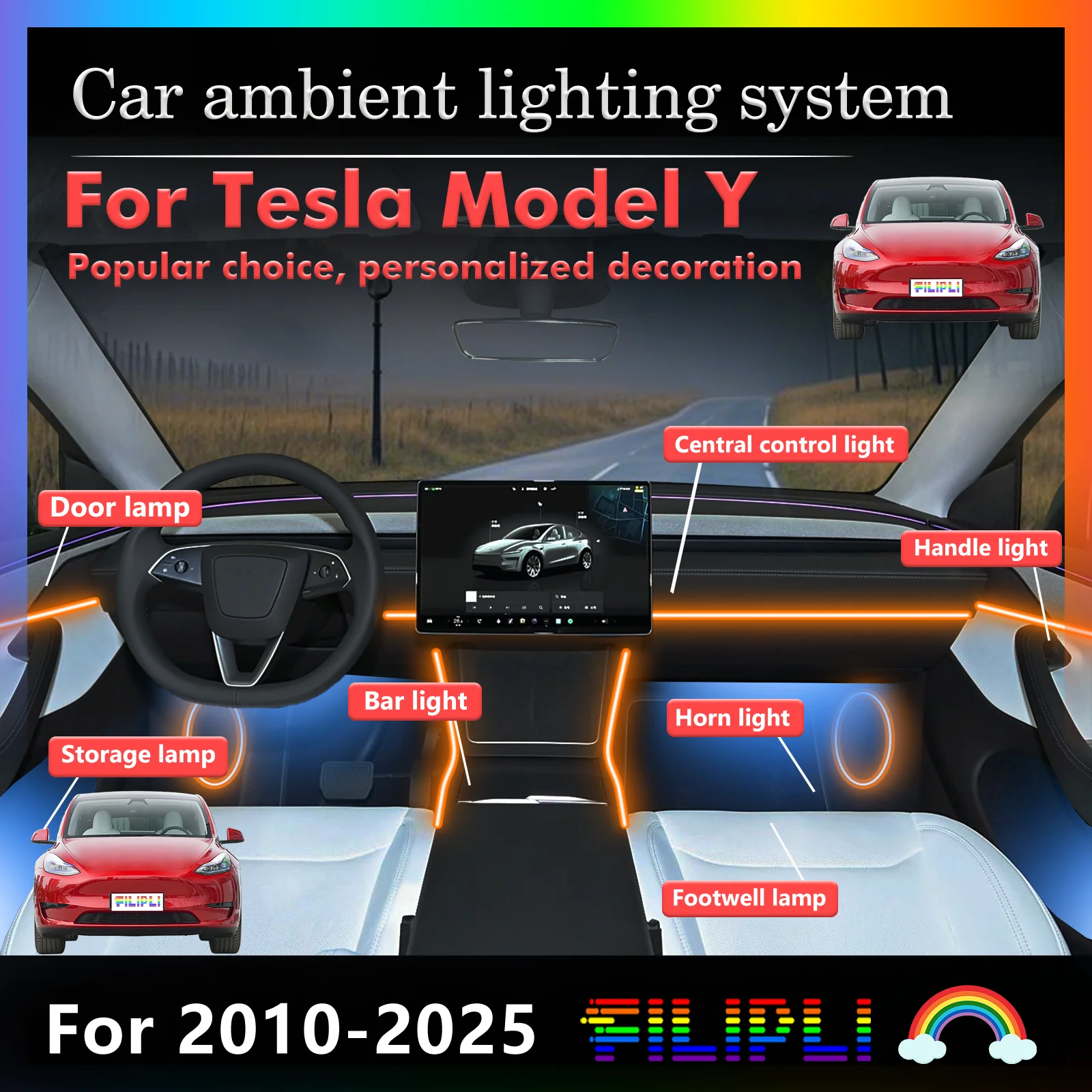 Для Tesla Model Y салон автомобиля настроение окружающий свет RGB 64-цветный светодиодный умный пульт дистанционного управления атмосферная лампа энергосберегающий комплект
Для Tesla Model Y салон автомобиля настроение окружающий свет RGB 64-цветный светодиодный умный пульт дистанционного управления атмосферная лампа энергосберегающий комплект