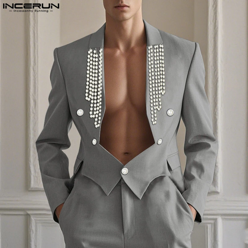 INCERUN Tops 2025 American Style Fashion Men Pearl Decoration Design Suit Casual Simple Male Hot Sale Solid Long Sleeved Blazer
INCERUN Tops 2025 American Style Fashion Men Pearl Decoration Design Suit Casual Simple Male Hot Sale Solid Long Sleeved Blazer