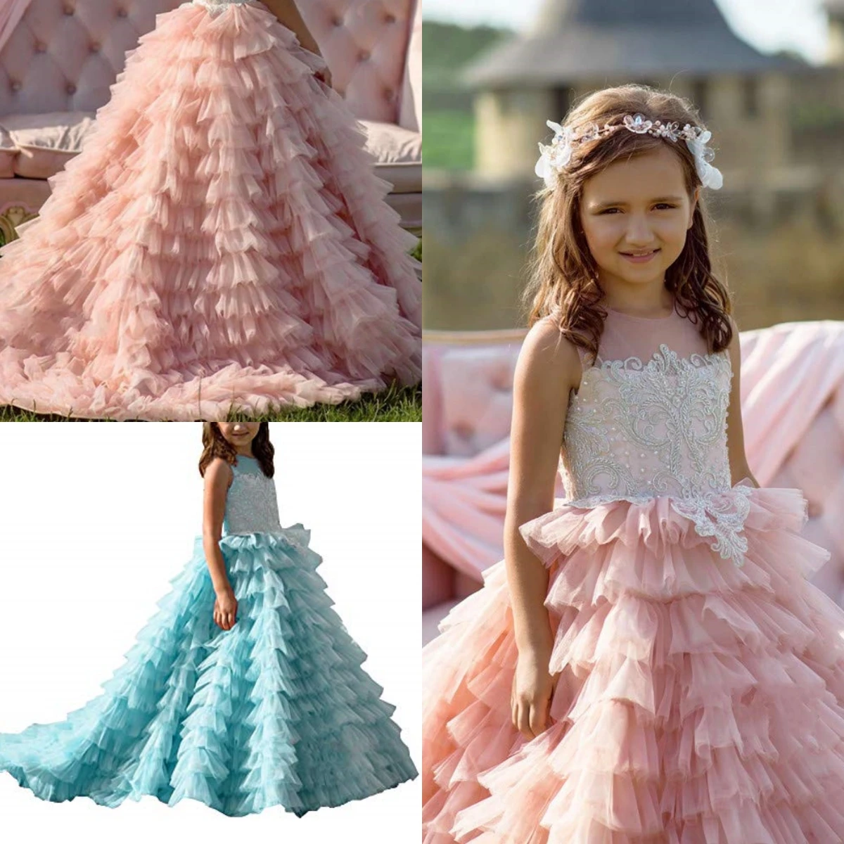 Elegant Pink Tulle Flower Girl Dress Fluffy for Wedding Lace Appliques Ball Gown Kids Birthday Party Pageant Customised Dresses
Elegant Pink Tulle Flower Girl Dress Fluffy for Wedding Lace Appliques Ball Gown Kids Birthday Party Pageant Customised Dresses