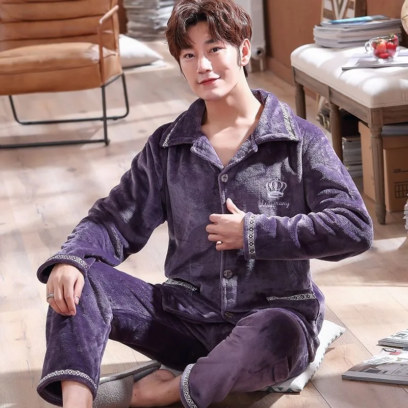 Male Autumn Winter Flannel Pajamas Men Plus Size Thick Sleepwear Coral Velvet Long Sleeved Middle-aged Elderly Loungewear Set
Male Autumn Winter Flannel Pajamas Men Plus Size Thick Sleepwear Coral Velvet Long Sleeved Middle-aged Elderly Loungewear Set