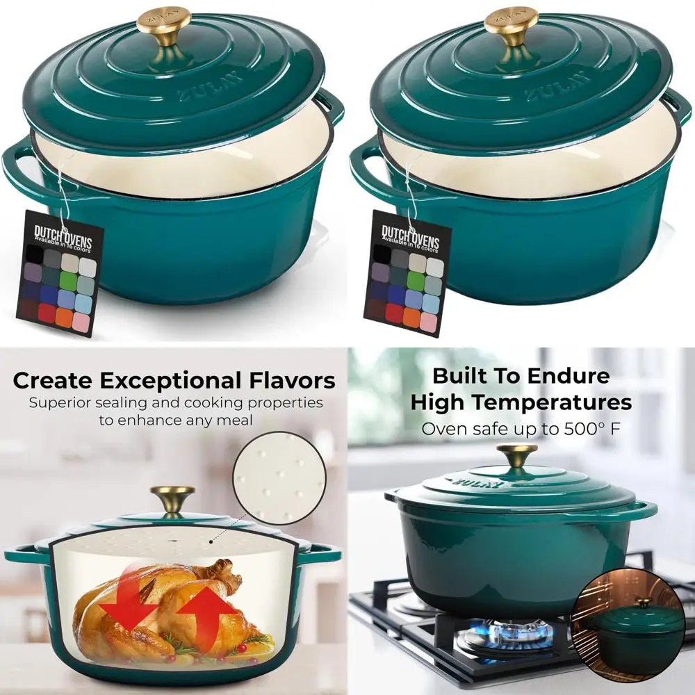 6 Quart Enamel Cast Iron Dutch Oven with Lid - Durable, Oven-Safe for Baking, Stews, and Roasting - Emerald
6 Quart Enamel Cast Iron Dutch Oven with Lid - Durable, Oven-Safe for Baking, Stews, and Roasting - Emerald