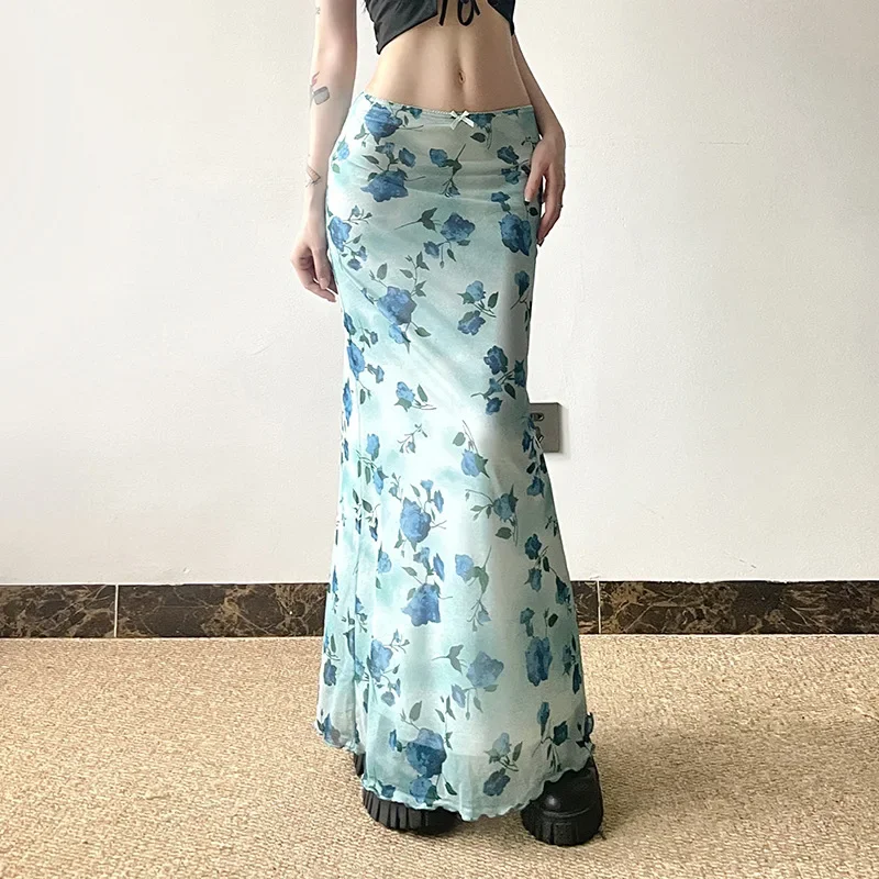 Women Floral Printed Skirts Summer Party Holiday Elegant Bodycon Skirts Vintage Female Knitted Mesh Low Waist A-line Long Skirts
Women Floral Printed Skirts Summer Party Holiday Elegant Bodycon Skirts Vintage Female Knitted Mesh Low Waist A-line Long Skirts