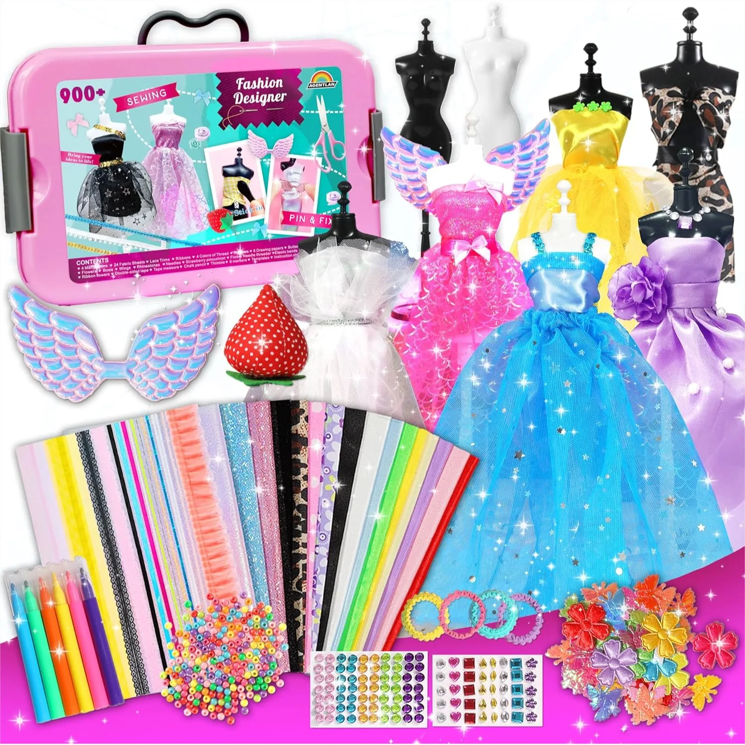 Fashion Designer Kit for Girls with 4 Mannequins, 500+ Pieces Kids Sewing Set, Arts and Crafts for Ages 6-12, Creative Dress
Fashion Designer Kit for Girls with 4 Mannequins, 500+ Pieces Kids Sewing Set, Arts and Crafts for Ages 6-12, Creative Dress