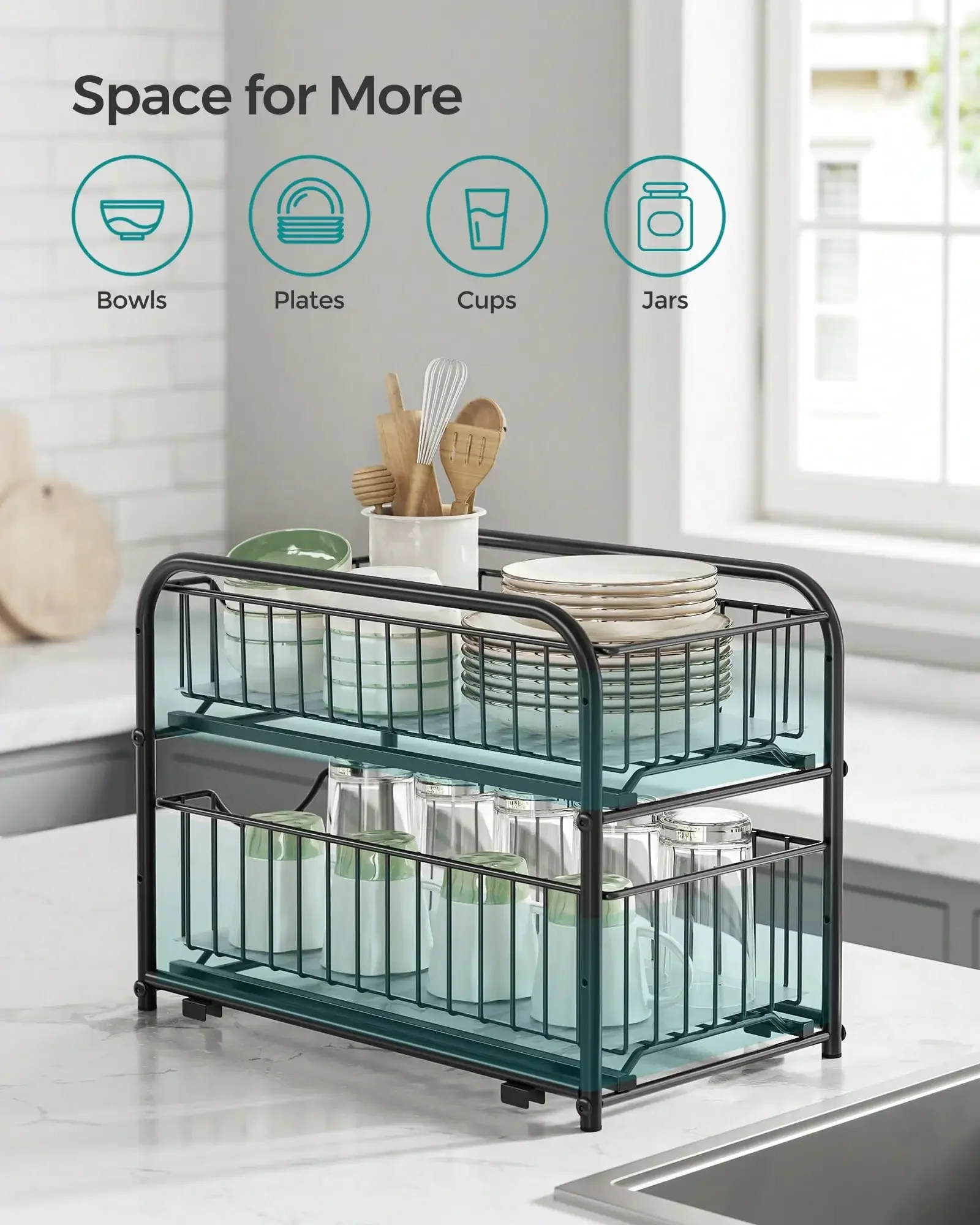 SONGMICS 2-Tier Pull Out Cabinet Organizers, Under Sink Organizer, Bathroom Organizer And Storage, Sliding Basket Drawers, Stack
SONGMICS 2-Tier Pull Out Cabinet Organizers, Under Sink Organizer, Bathroom Organizer And Storage, Sliding Basket Drawers, Stack