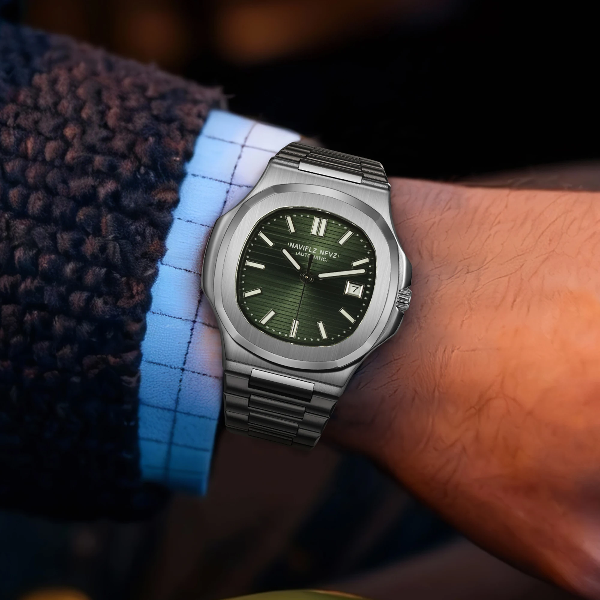 NAVIFLZ NFVZ Высококачественные мужские часы класса люкс, спортивные, водонепроницаемые, светящиеся, с датой, квадратный циферблат, автоматический механизм
NAVIFLZ NFVZ Высококачественные мужские часы класса люкс, спортивные, водонепроницаемые, светящиеся, с датой, квадратный циферблат, автоматический механизм