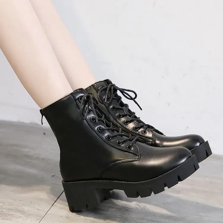 Women's Boots round Toe Anti-Slip Lace-Up Mid-Calf Zipper Back Rubber Outsole Comfortable Soft PU Leather Lined Boots
Women's Boots round Toe Anti-Slip Lace-Up Mid-Calf Zipper Back Rubber Outsole Comfortable Soft PU Leather Lined Boots