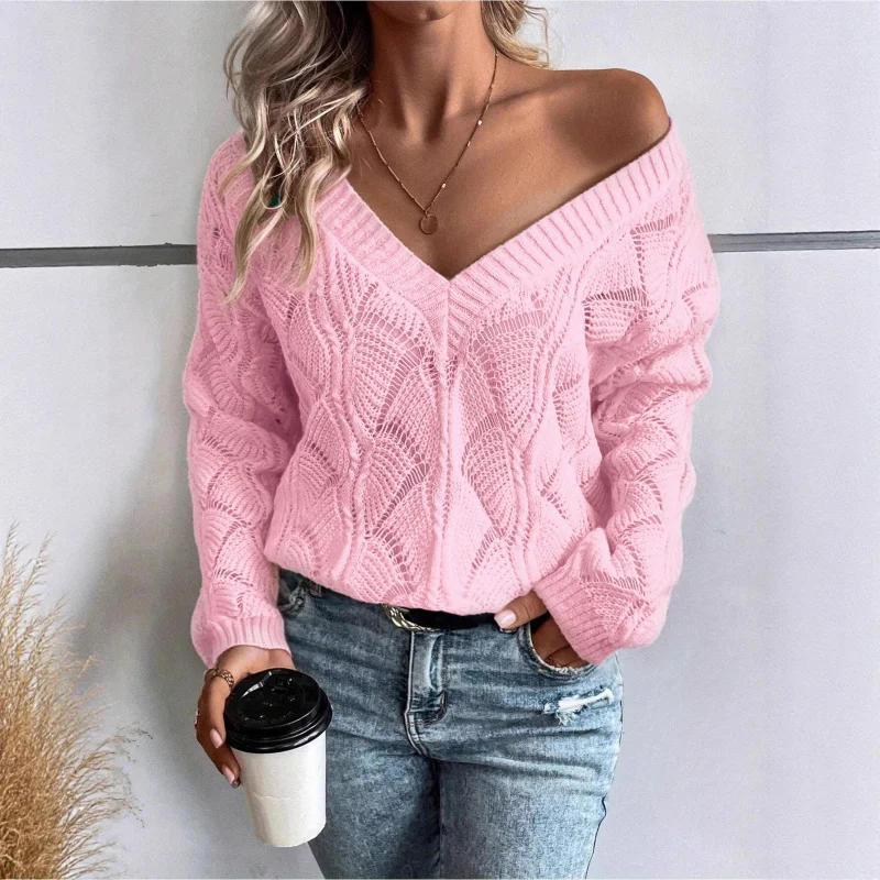 Autumn Winter New Solid Color Hollow Knitted Pullover Sweater Women European American Commuting All-Match Casual Fashion
Autumn Winter New Solid Color Hollow Knitted Pullover Sweater Women European American Commuting All-Match Casual Fashion