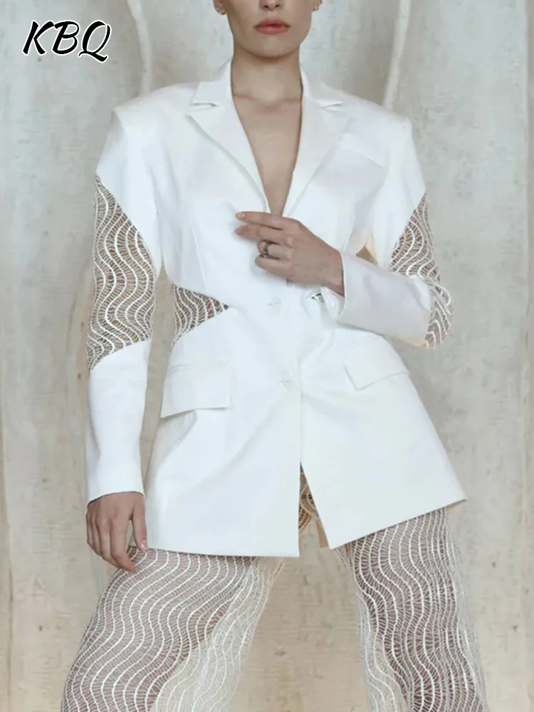 KBQ Hollow Out Patchwork Lace Blazers For Women V Neck Long Sleeve Spliced Single Breasted Casual Solid Blazer Female Fashion
KBQ Hollow Out Patchwork Lace Blazers For Women V Neck Long Sleeve Spliced Single Breasted Casual Solid Blazer Female Fashion