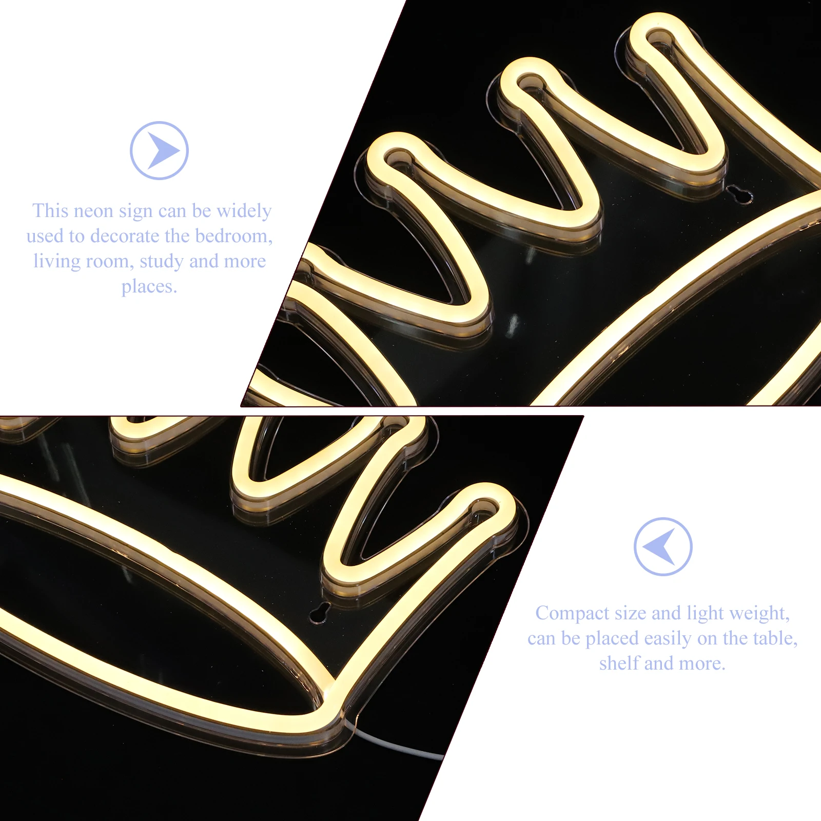 Crown Neon Sign with USB Powered Night Light for Bedroom Decor Small Size Plastic Table Lamp Soft Glow Crown Shaped Room
Crown Neon Sign with USB Powered Night Light for Bedroom Decor Small Size Plastic Table Lamp Soft Glow Crown Shaped Room