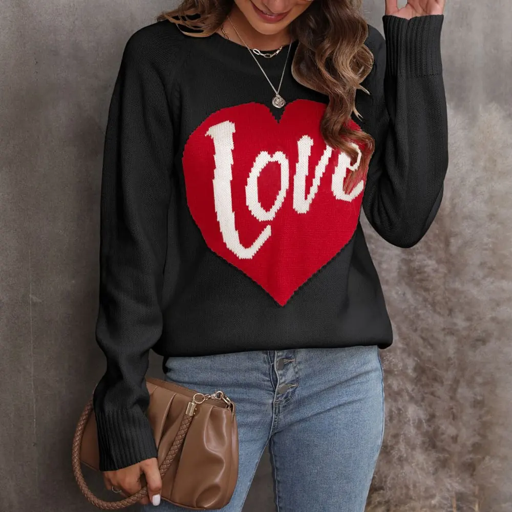 Женский свитер с длинными рукавами и круглым вырезом, осень-зима, свободный крой, пуловер с принтом любовных букв в европейском и американском стиле
Женский свитер с длинными рукавами и круглым вырезом, осень-зима, свободный крой, пуловер с принтом любовных букв в европейском и американском стиле