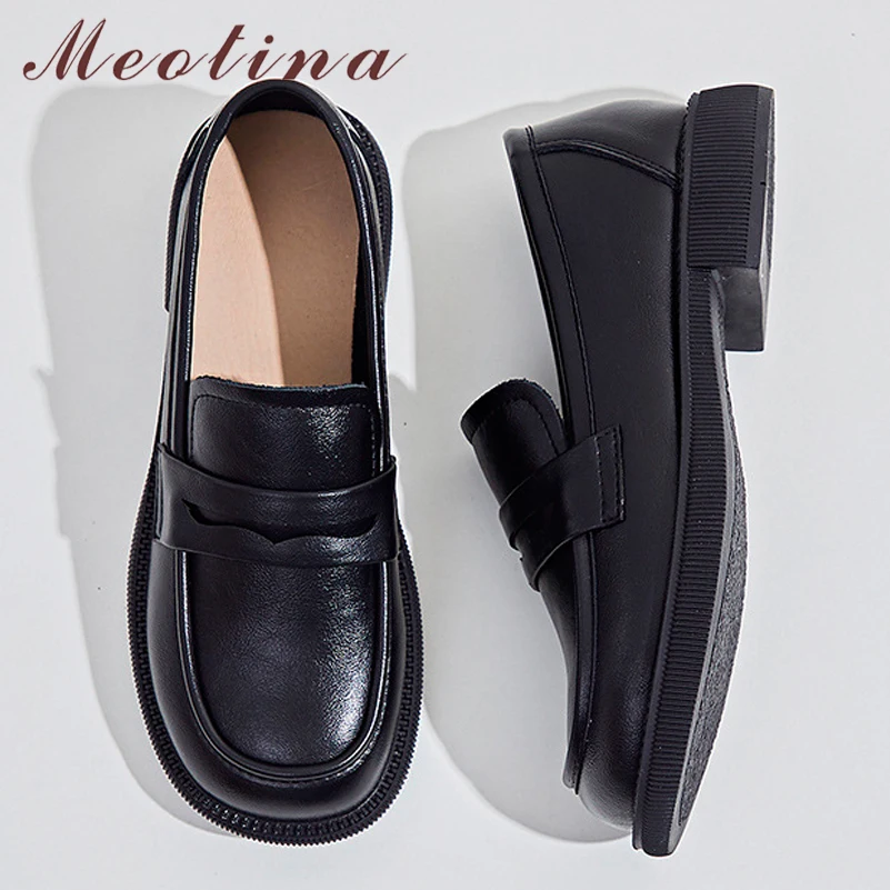 Meotina Women Genuine Leather Loafers Round Toe Flats Shallow Ladies Fashion Sewing Casual Spring Autumn Shoes Black Brown 40
Meotina Women Genuine Leather Loafers Round Toe Flats Shallow Ladies Fashion Sewing Casual Spring Autumn Shoes Black Brown 40