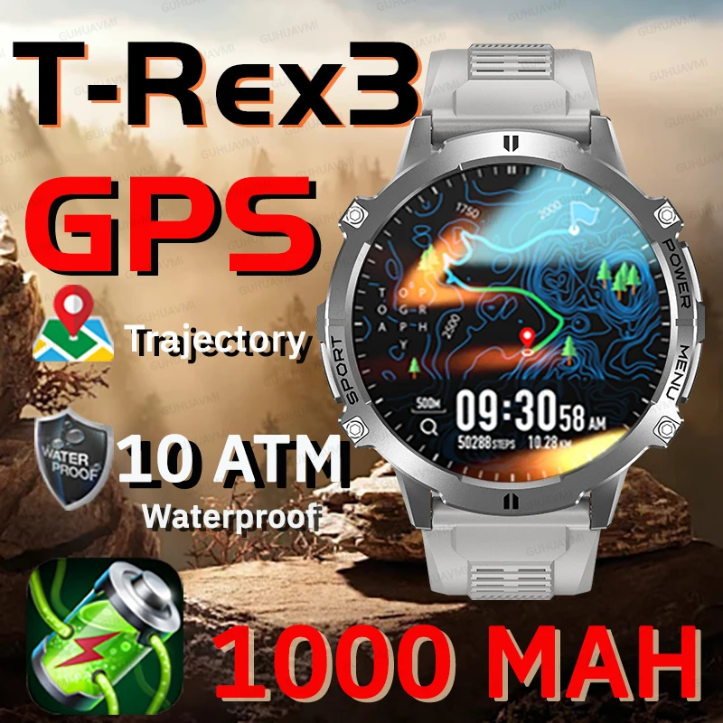 2025 NEW T-Rex3 Men Sports 1000 MAH Ultra Iong Battery Smart Watch Compass Military GPS HD Bluetooth Call IP68 Waterproof Watch
2025 NEW T-Rex3 Men Sports 1000 MAH Ultra Iong Battery Smart Watch Compass Military GPS HD Bluetooth Call IP68 Waterproof Watch
