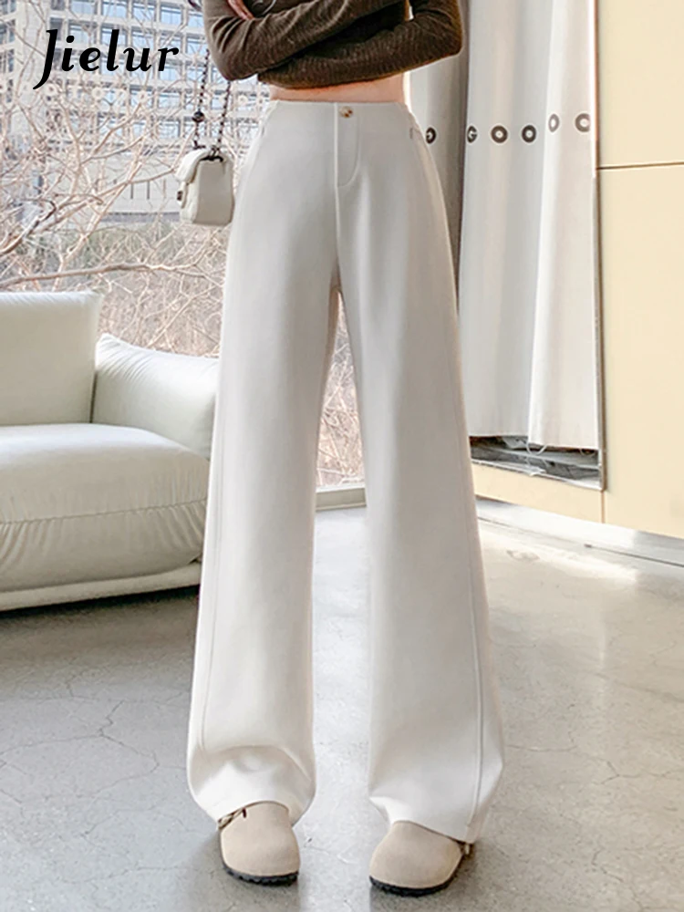 Jielur Summer White Straight Slim Women's Pants Solid Color High Waist Basic Loose Fake Pockets Fashion Female Wide Leg Pants
Jielur Summer White Straight Slim Women's Pants Solid Color High Waist Basic Loose Fake Pockets Fashion Female Wide Leg Pants