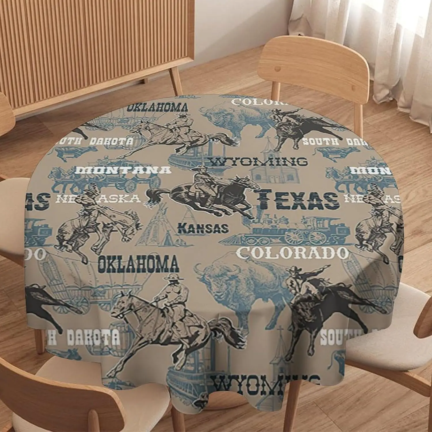 West Cowboy Riding Horse Farmhouse Circle Tablecloth - Vintage Country Western Theme Home Party Dining Cover
West Cowboy Riding Horse Farmhouse Circle Tablecloth - Vintage Country Western Theme Home Party Dining Cover