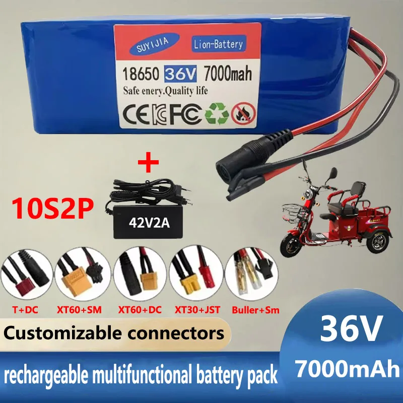 Electric Scooter tricycle 36V 10S2P 7000mAh 18650 Battery Pack 500W 36v LithiumRechargeable Li-ion Battery Send 42V2A charger
Electric Scooter tricycle 36V 10S2P 7000mAh 18650 Battery Pack 500W 36v LithiumRechargeable Li-ion Battery Send 42V2A charger